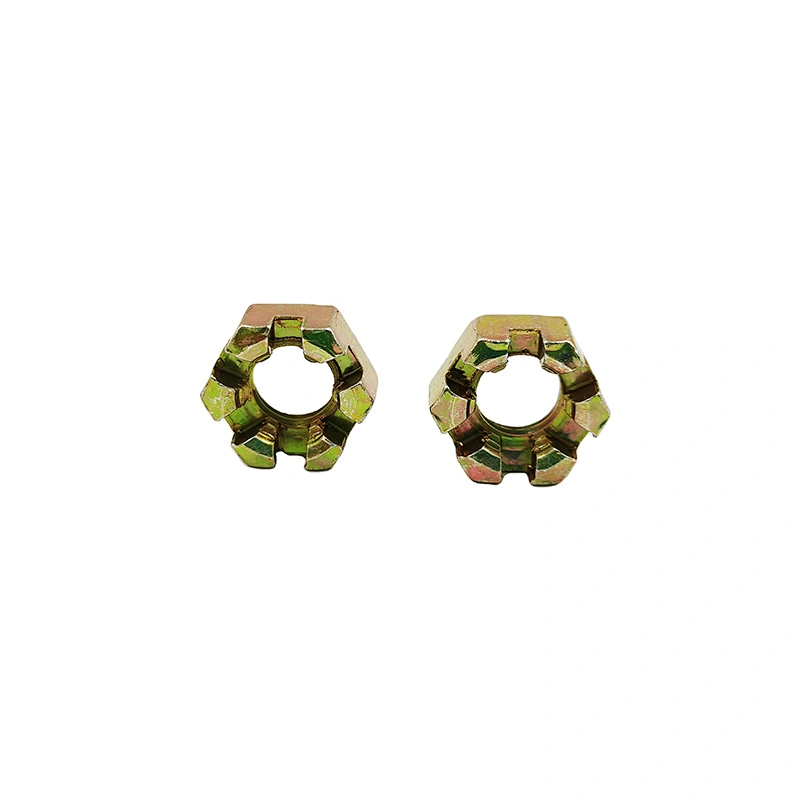 DIN937 type A Hex Thin Slotted Nut Castle Nut M12 yellow zinc plated hexagonal Slotted Nuts