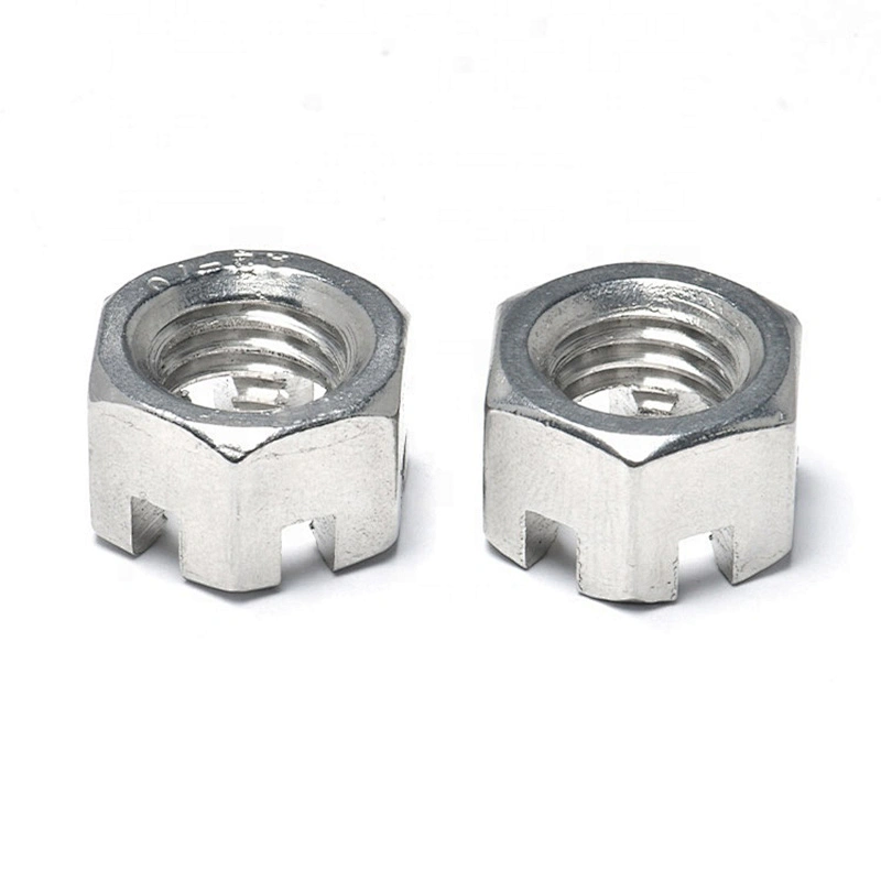 DIN937 type A Hex Thin Slotted Nut Castle Nut M12 yellow zinc plated hexagonal Slotted Nuts