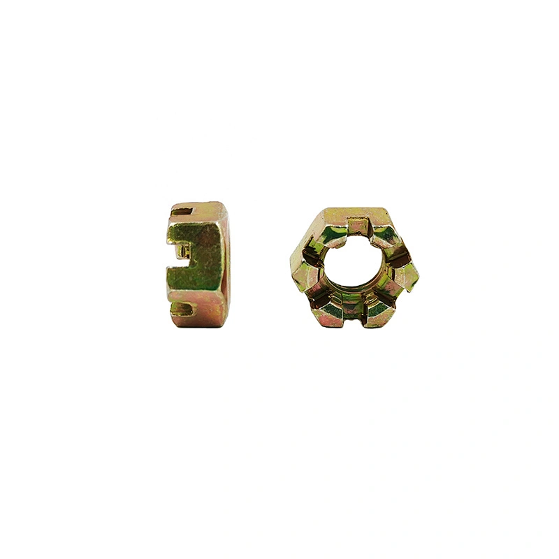 DIN937 type A Hex Thin Slotted Nut Castle Nut M12 yellow zinc plated hexagonal Slotted Nuts