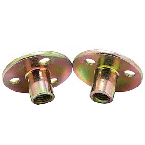 China manufacture M8 M10 Steel zinc plated round base T nut with three brad holes