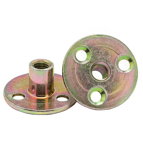 China manufacture M8 M10 Steel zinc plated round base T nut with three brad holes