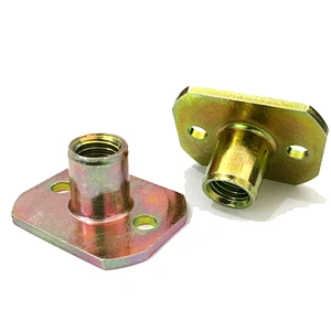 China manufacture M8 M10 Steel zinc plated round base T nut with three brad holes