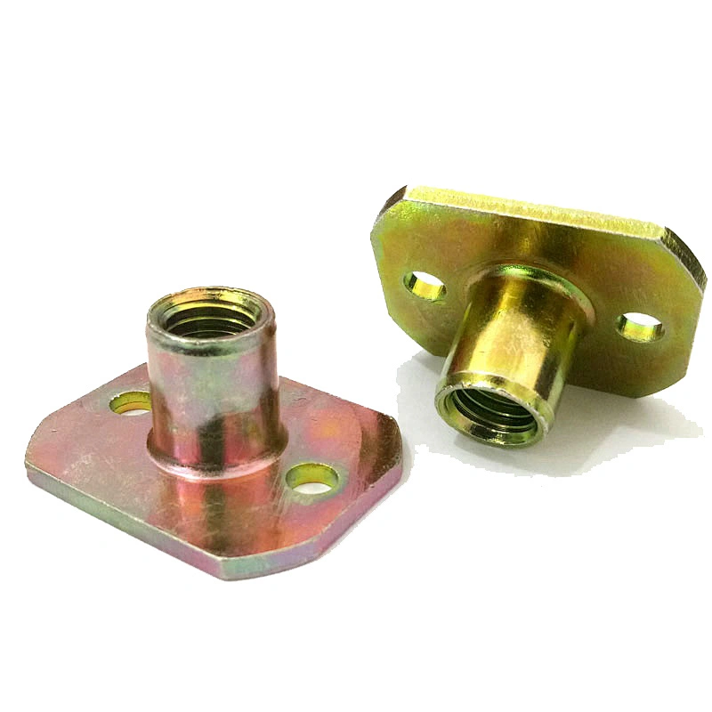 China manufacture M8 M10 Steel zinc plated round base T nut with three brad holes
