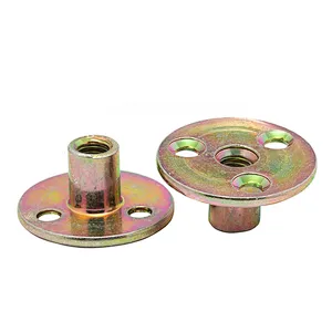 China manufacture M8 M10 Steel zinc plated round base T nut with three brad holes