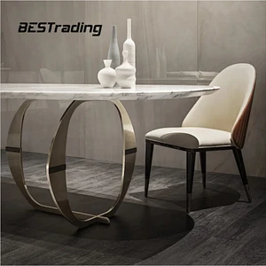 High End Customized Dinning Table Modern Luxury Marble Top Metal Dining Tables Sets Dinning Table