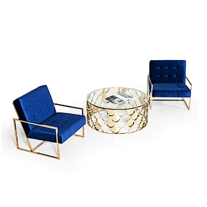 Modern Glass & Gold Round Coffee Table