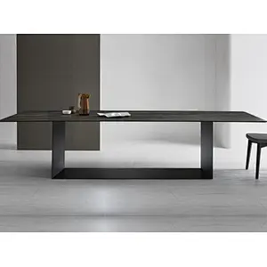 modern nature  marble top stainless steel dining table 2.5m