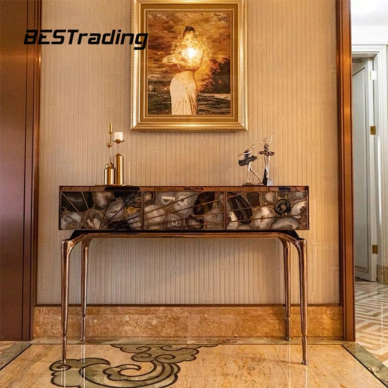 Luxury stainless steel console table gold