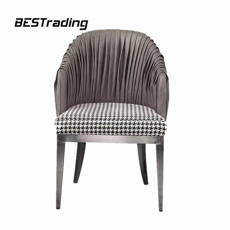 European High End Dining Room Furniture Leather Back with Leopard-Print Upholstery Luxury Dining Chair