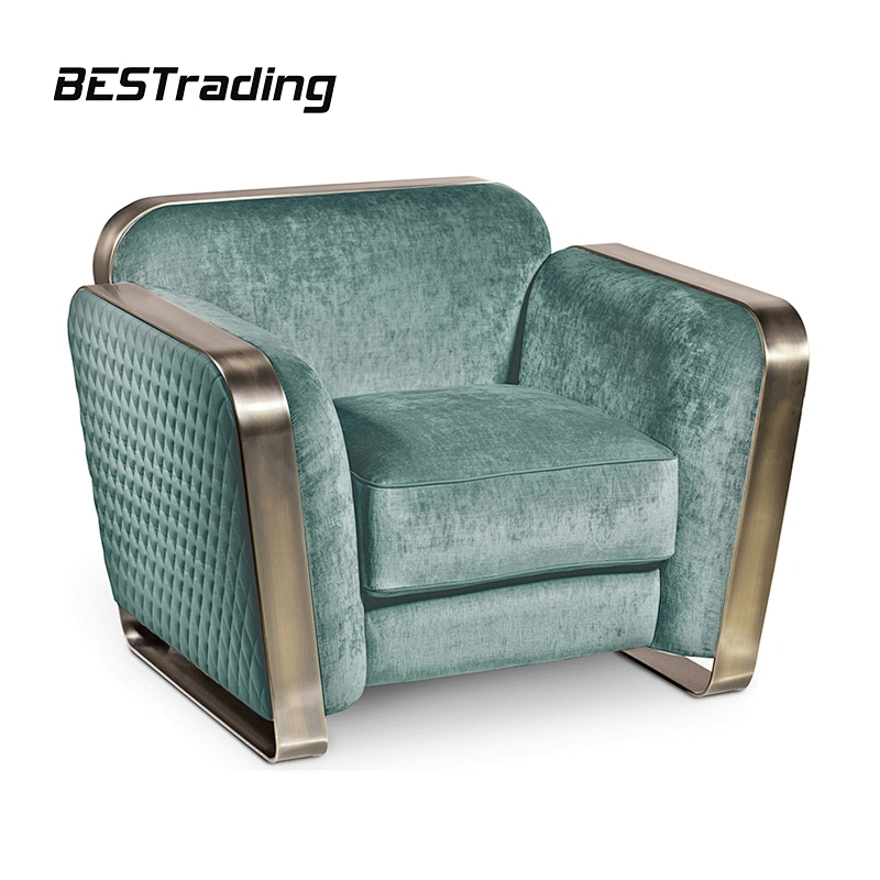 Italian style  living room furniture velvet sofa  hotel lobby sectional sofa set sofa chair