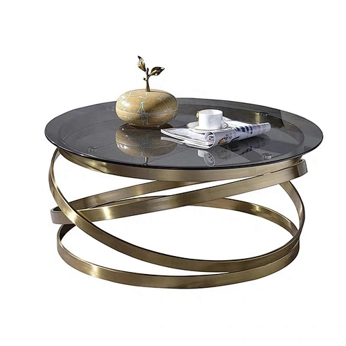 High Quality Italian Style Living Room Furniture Stainless Steel Base Glass Top Center Table Modern Coffee Table