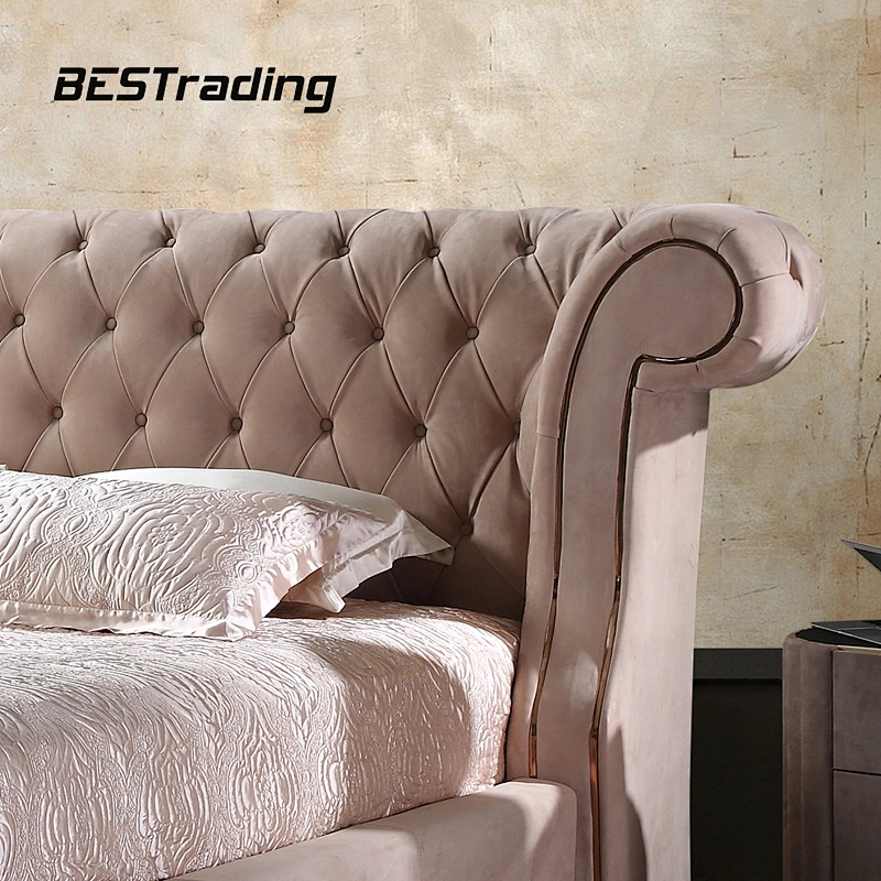 Italy Design Bed Furniture Chesterfield Button Tufted King Size Bed