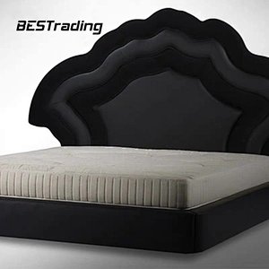 Creative light luxury wooden double bed stylish headboard  modern bed