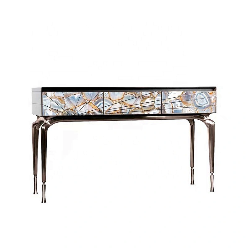Luxury stainless steel console table gold