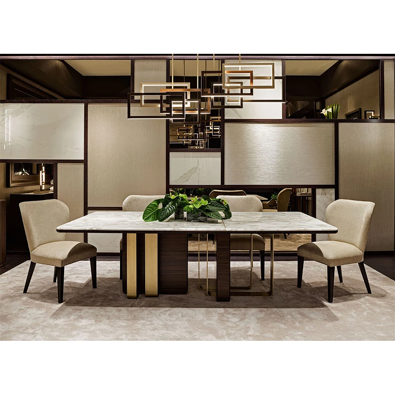 Modern Light Luxury Living Room And Dining Table Marble Top With Beautiful Table Feet Marble Dining Table