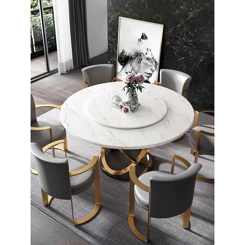 High End Dining Room Furniture Living Room Modern Upholstery Leather Arm Chairs Stainless Steel Chair