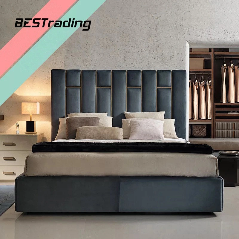 Luxury italian bedroom furniture leather king size bed