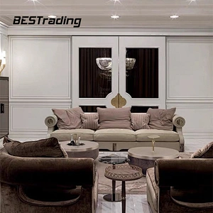 New European luxury style living room furniture velvet fabric lounge sofa set sectional sofa