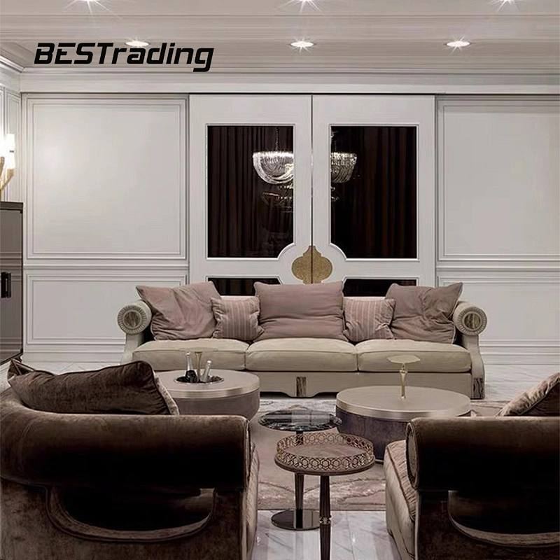 New European luxury style living room furniture velvet fabric lounge sofa set sectional sofa