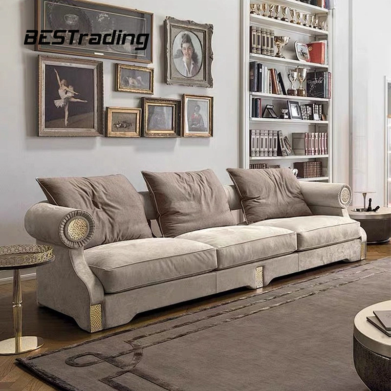 New European luxury style living room furniture velvet fabric lounge sofa set sectional sofa
