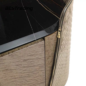 European Design Dinning Room Furniture Modern Sideboards Leather Cabinet Marble Top Sideboard