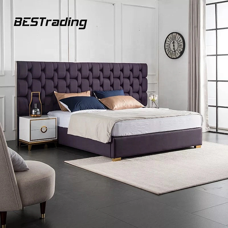Luxury fancy double bed design furniture king size bedroom sets