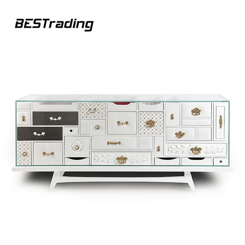 Wood storage drawers cabinet