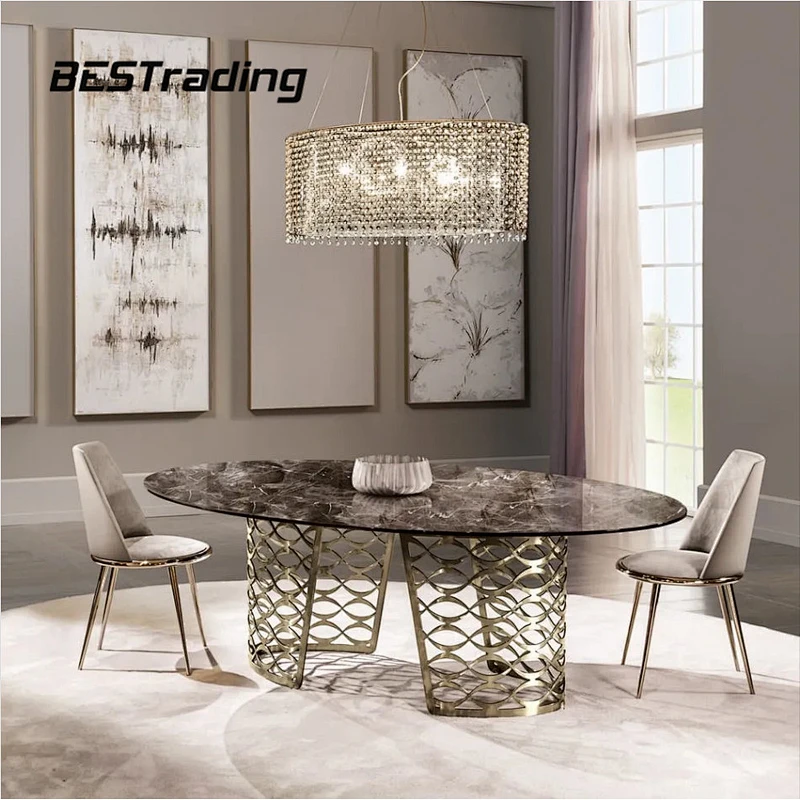 Italian Luxury High End Dinning Table Set Marble Dining Table Modern Dining Table Set