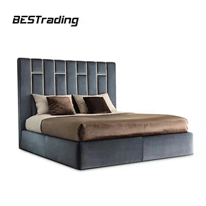 Luxury italian bedroom furniture leather king size bed