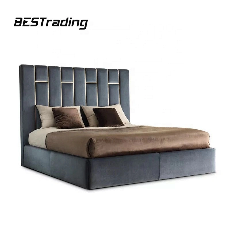 Luxury italian bedroom furniture leather king size bed