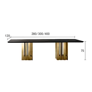 High quality customized dinning room furniture wooden or marble table stainless steel base dining table set
