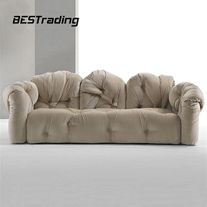 Italian Design  Luxury  Living Room Furniture  3 Seater Fabric Lounge sofa Velvet Sofa