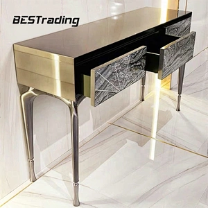 Luxury stainless steel console table gold
