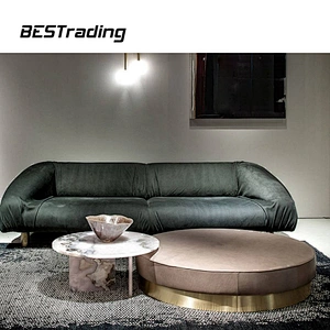 European Design Villa Home Furniture Modern Round Leather Side Table Coffee Table