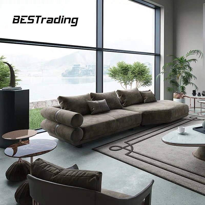 Customized Modern luxury home furniture sofa living room nubuck leather sofa sectional luxury furniture sofa set