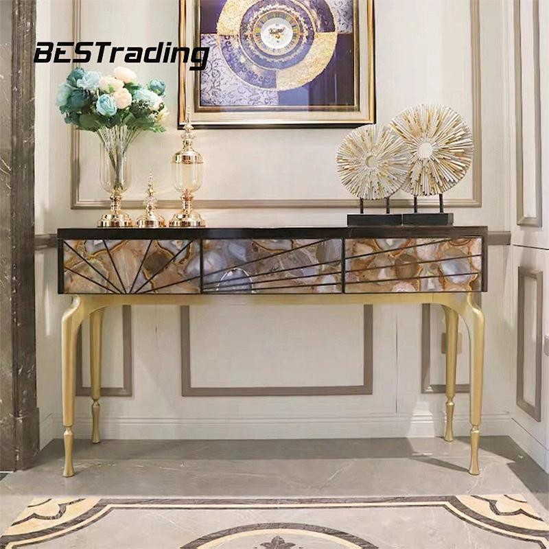 Luxury stainless steel console table gold