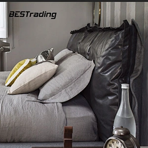 Stylish bed room furniture minimalist fabric or lether bed double bed