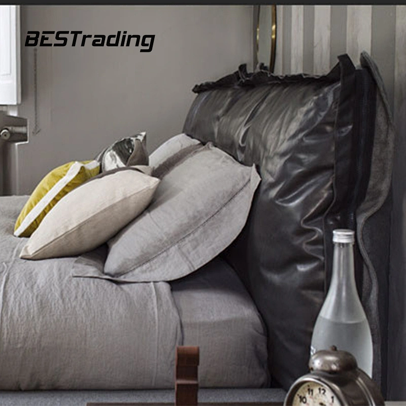 Stylish bed room furniture minimalist fabric or lether bed double bed