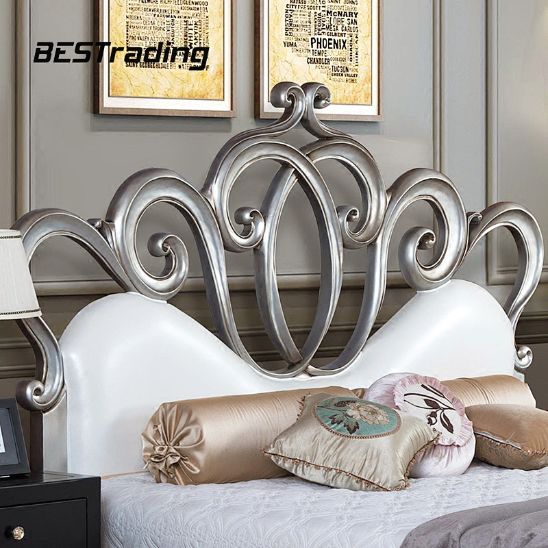 Latest modern Italy style bed furniture stainless steel feet wooden double bed Customizedd design bed set furniture