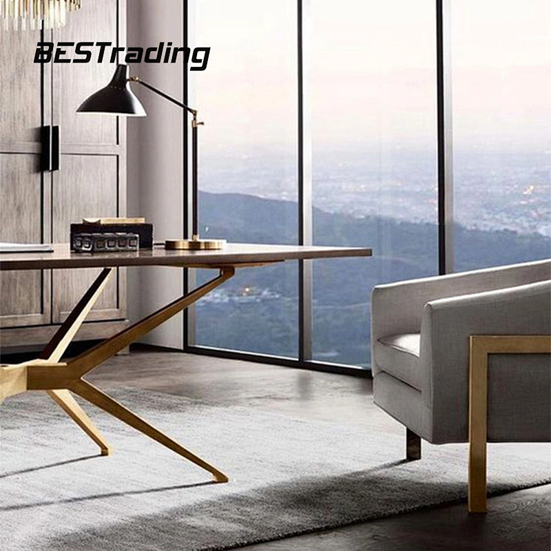 Contemporary Style Dining table wooden top luxury living room metal table dining table set