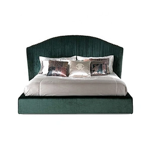 Luxury green bedroom set solid wood bed
