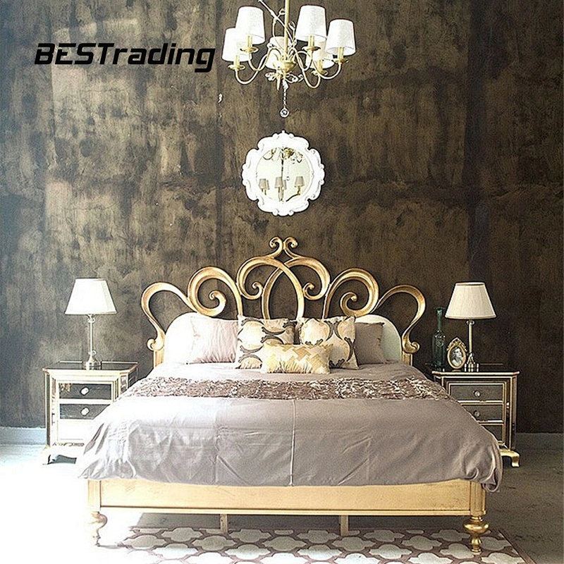 Latest modern Italy style bed furniture stainless steel feet wooden double bed Customizedd design bed set furniture