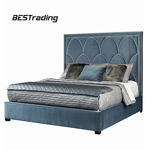 Latest Modern Fashion bedroom set Leather Material Upholstery King Size double bed bed room furniture