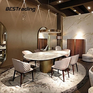Modern dining table set for home furniture round marble dining table