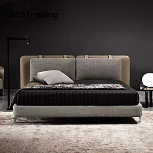 Modern minimalist designer leather fabric king size bed Luxury bed set furniture