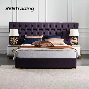 Luxury fancy double bed design furniture king size bedroom sets