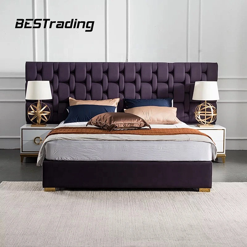 Luxury fancy double bed design furniture king size bedroom sets