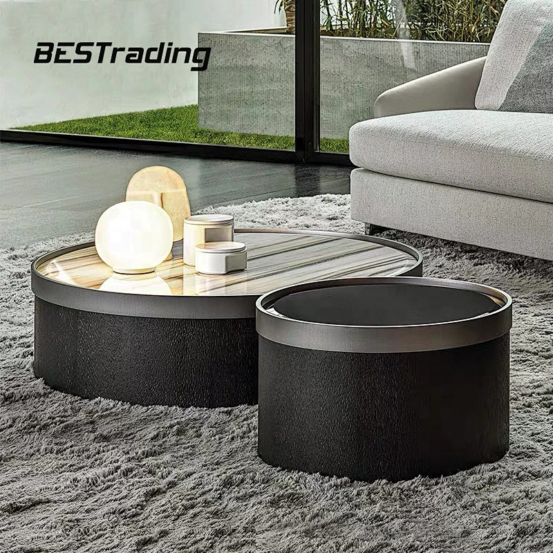 Modern round glass coffee table