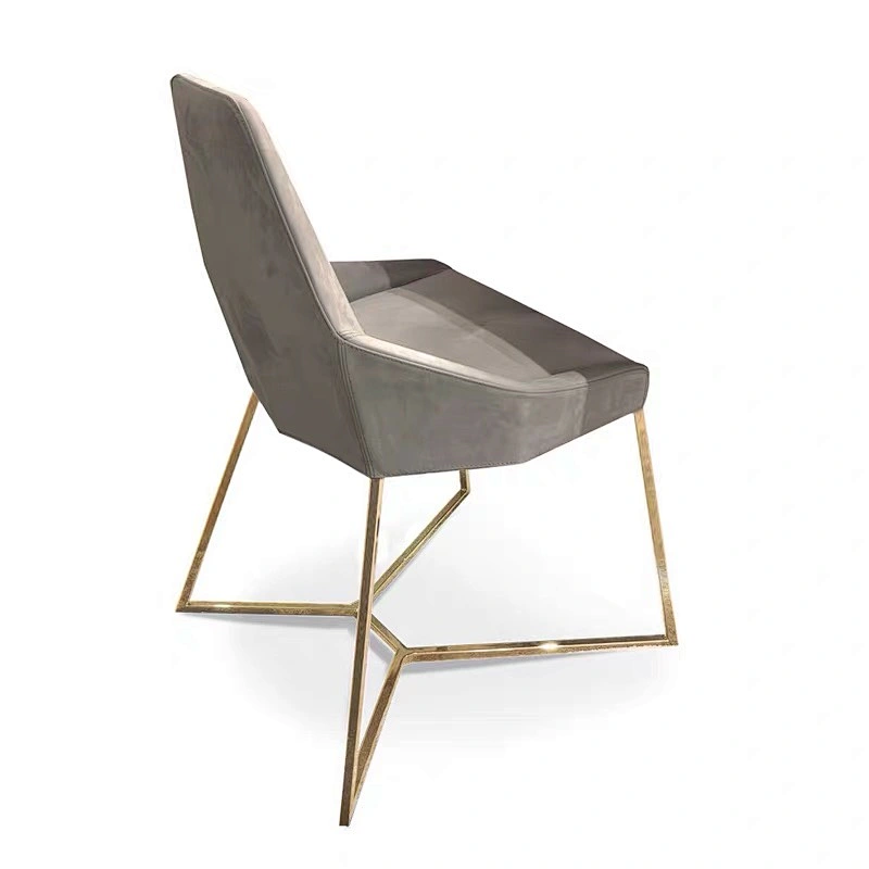 Italian Design Modern Dining Room Furniture Leather chair  Luxury Living Room Chairs Stainless Steel Chair
