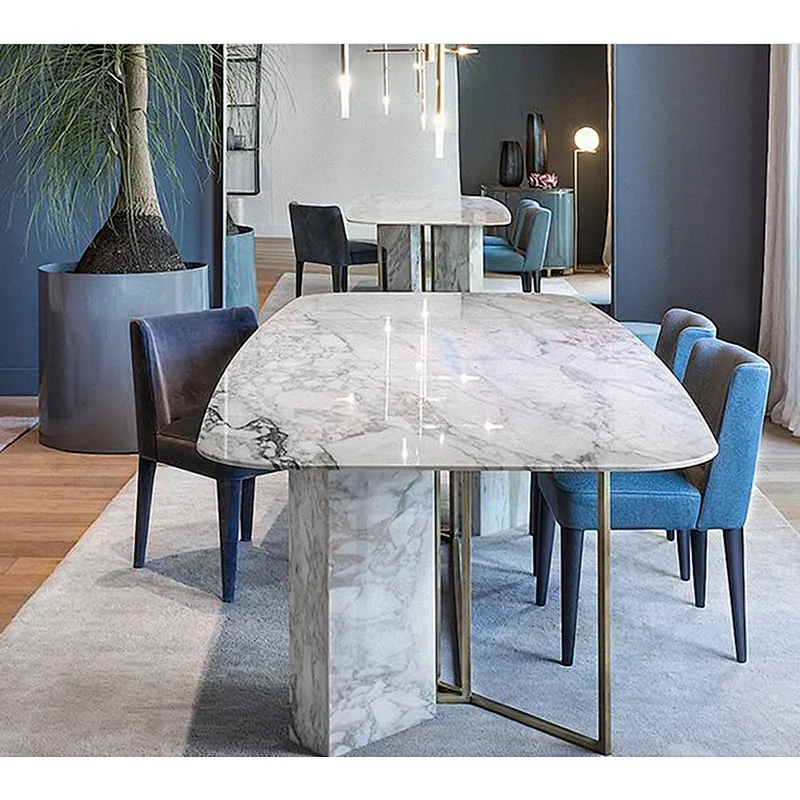 2018 Italian style modern marble white dinning table set dining room furniture for home furniture